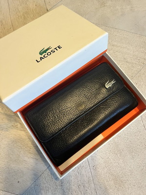Lacoste leather wallet used, black