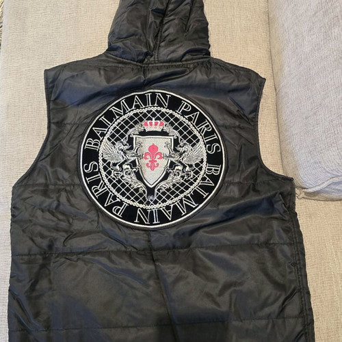 Balmain Paris Men's Black and Silver Gilet like new, size M