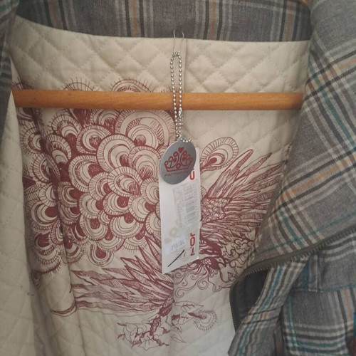 Fornarina plaid coat like new, brown with green details, size L