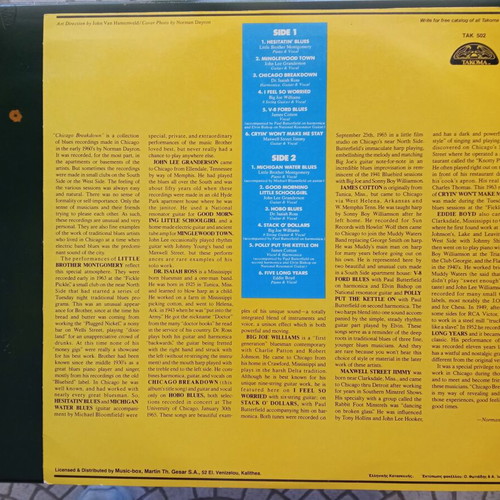 Vinyl LP The Takoma Blues Series Chicago Breakdown like new, R&B / Soul