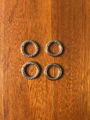 Carabiner clips for bags and accessories, set of 4, metal
