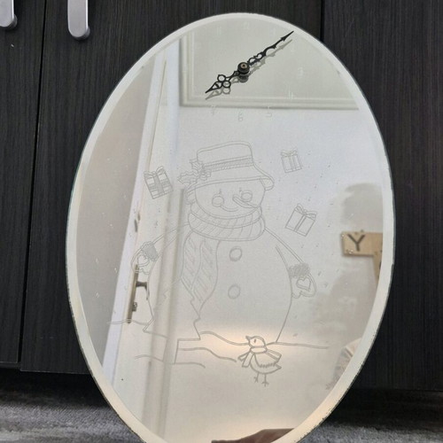 Christmas clock mirror oval like new