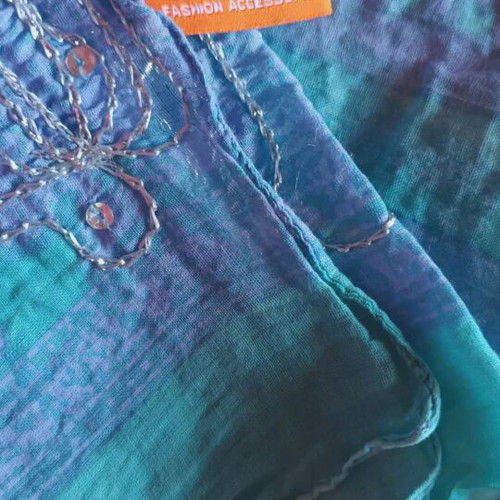 Cotton pareo like new, blue with beautiful patterns
