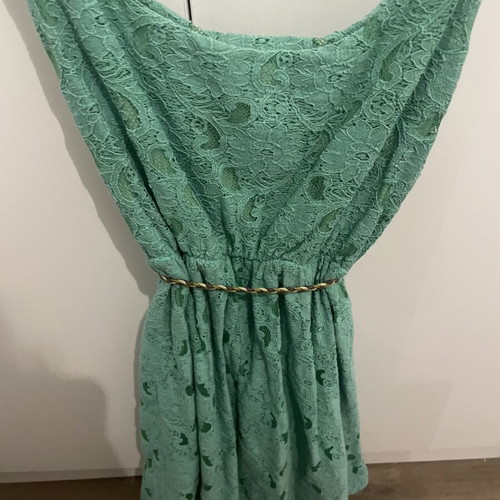 Attrattivo lace dress used, green summer color with lining and belt