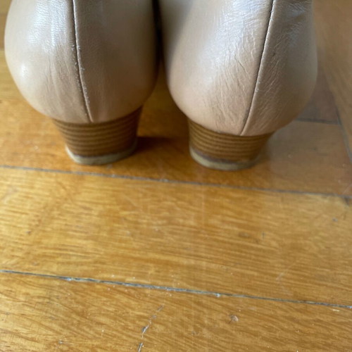 Leather shoes used, beige, size 37, vintage Greek production