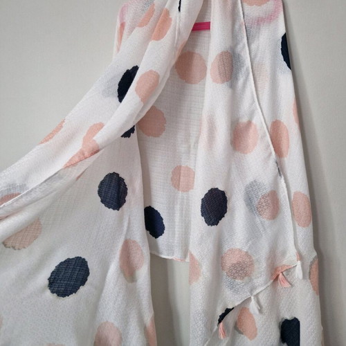 Lynne white scarf with pink and blue details like new