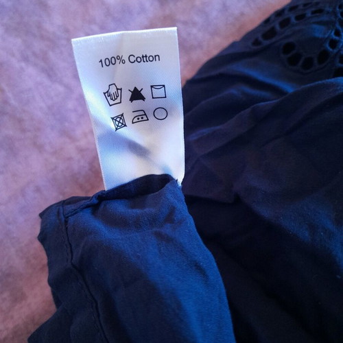 Karavan cropped shirt with balloon sleeves new, navy blue