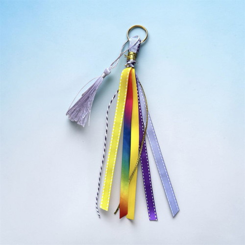 Colorful keychain new with ribbons and tassel