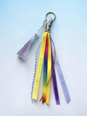 Colorful keychain new with ribbons and tassel