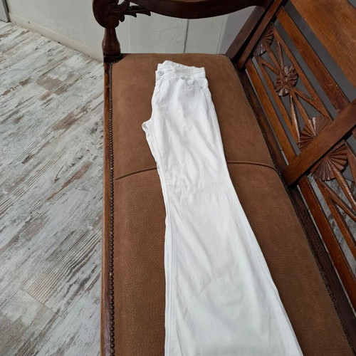 Jeans pants bell-bottom used, white, size XS