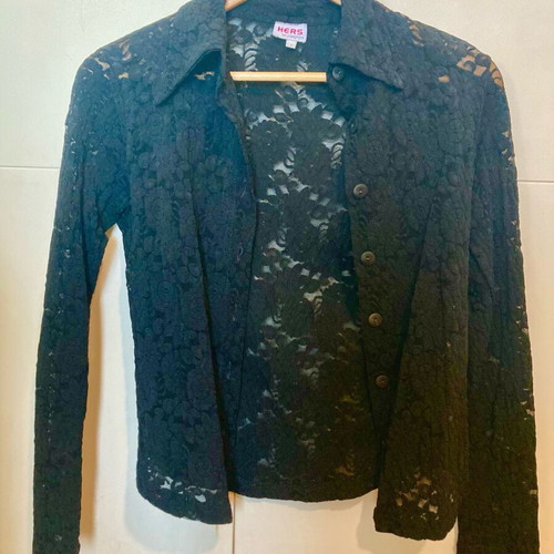 Women's Sheer Black Lace Shirt size S like new