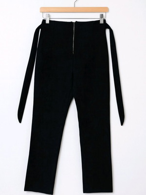 Black suede pants like new with zipper and silver buttons