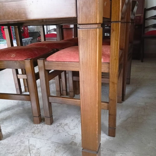 Solid wood dining set used with 6 chairs, extendable