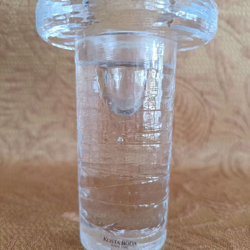 Vintage Kosta Boda candlestick like new, glass with bubbles