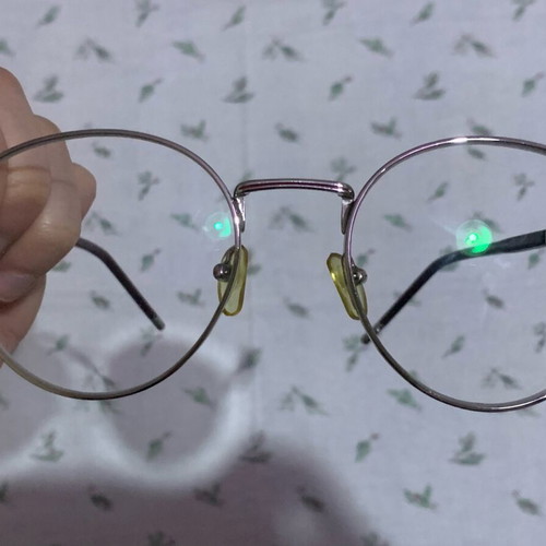 Round metal silver myopia glasses with burgundy plastic like new