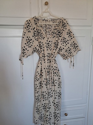 Dress linen like new Marks & Spencer black beige XL