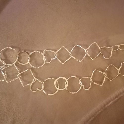 Necklace with circles, squares and hearts, like new
