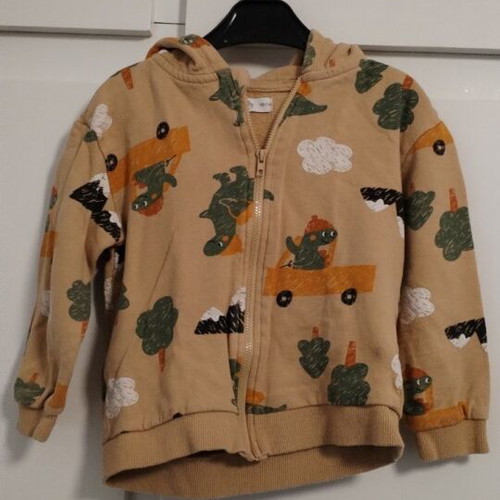 Sinsay cardigan with dinosaurs used, for boy 2-3 years, beige