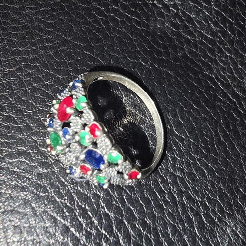 Women's silver ring like new, colorful