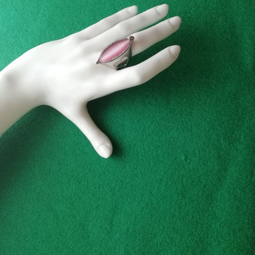 Monopetro ring stainless steel with pink semi-precious stone new