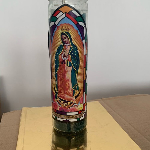 Christian candle Virgin Mary from Mexico like new collectible