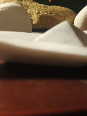 Cycladic marble ship handcrafted sculpture