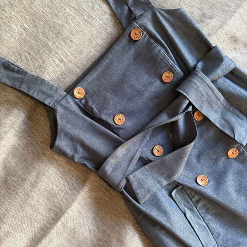 Chaton denim dress with straps and buttons new, size S, blue