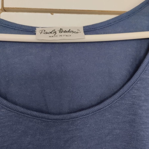 Paolo Todesco vintage sleeveless blouse blue linen new Medium Large