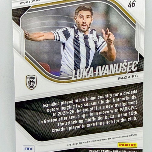 Panini FIFA Prizm 2025/26 Luka Ivanusec #46 PAOK Silver Prizm Refractor card new
