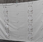 Handmade linen tablecloth with embroidery, 2.45 x 1.65 m