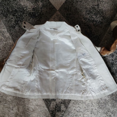 Leather jacket Leonardo vintage short, like new, white and brown