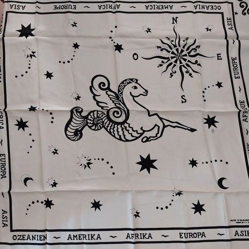 Air France vintage '60s scarf like new, black and white 88x88
