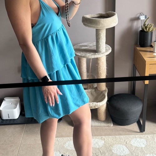 Zara balloon dress used, size M, turquoise