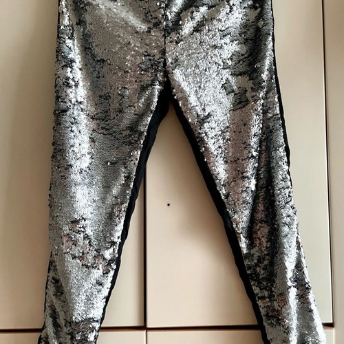 Conleys Black jogger pants Small with silver matte sequins like new
