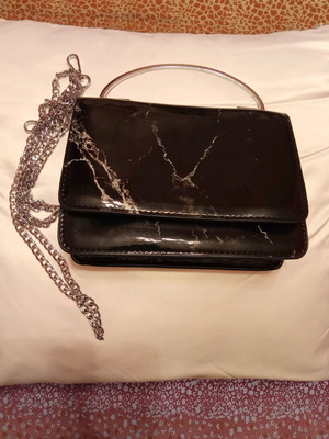 Evening bag new with marble design and silver details