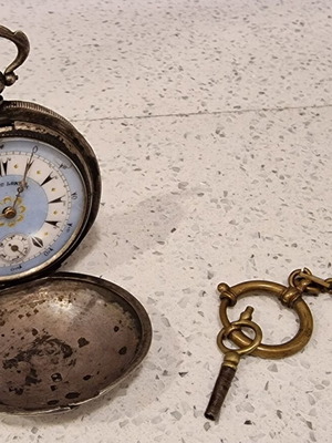 Antique Silver Pocket Watch J. Dent London used, Ottoman dial
