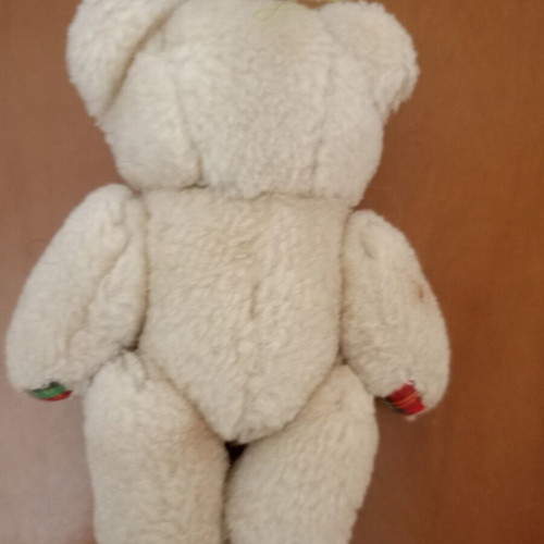 Plush teddy bear with plaid bow tie like new