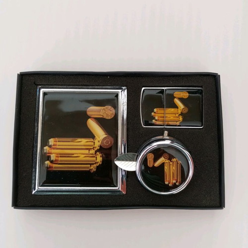 Set of cigarette case, lighter and personal ashtray new