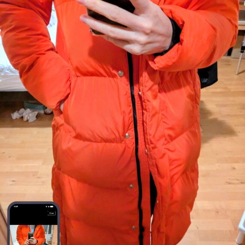 Superdry Long Puffer Jacket Unisex Small used, orange