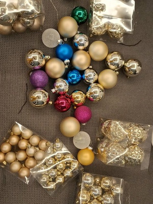 Christmas balls new, pack of 100, plastic and glass