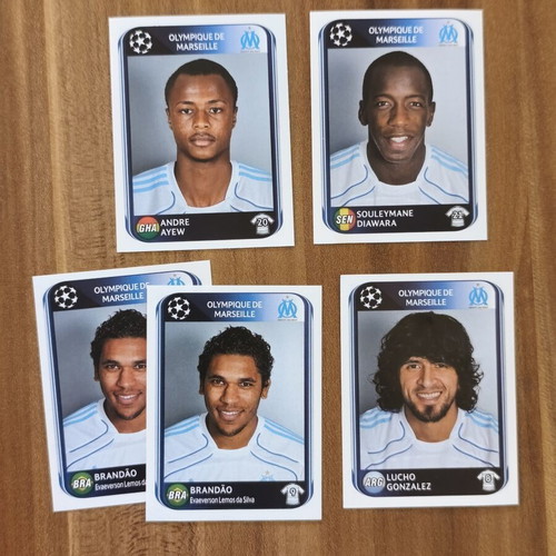 Marseille UEFA stickers 2010-2011, new, pack of 5