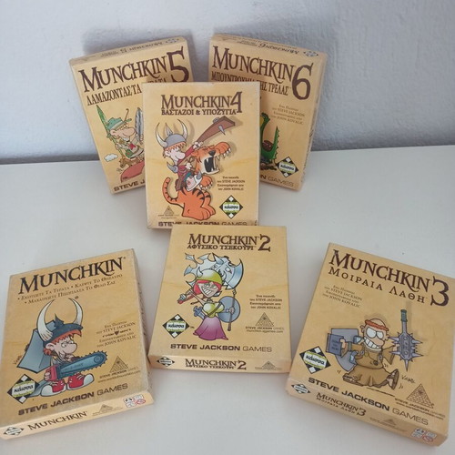 Munchkin 1-6 board game set used, Greek edition