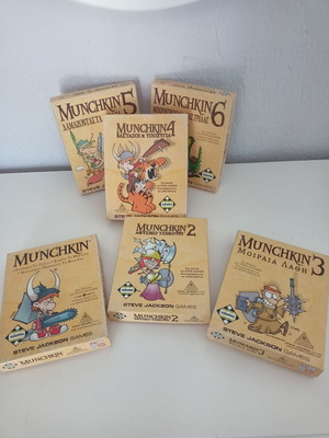 Munchkin 1-6 board game set used, Greek edition