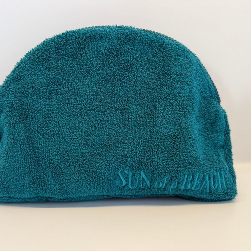 Sun of a Beach Small Luna Pouch like new, teal terry fabric