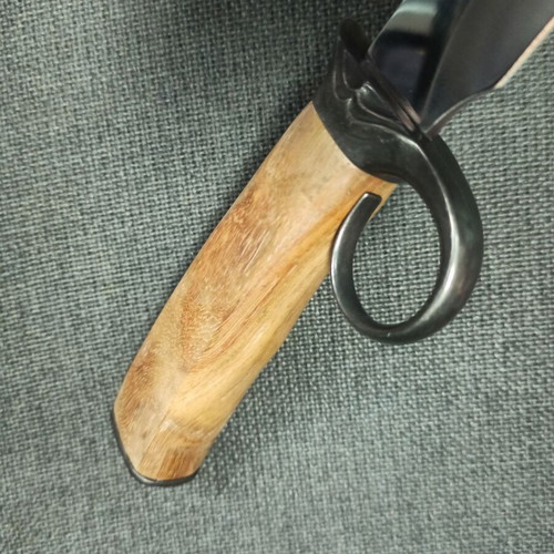Hunting knife new with wolf head, wooden handle and belt sheath