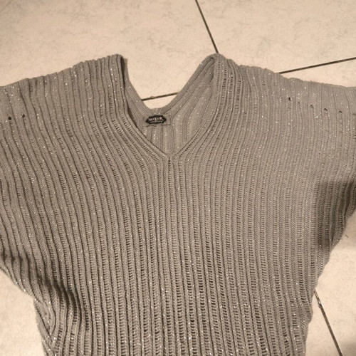 Lurex knitted long gray blouse S/M with belt like new