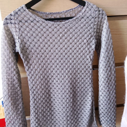 Long-sleeve blouse gray silver like new