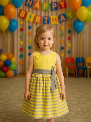 M&B Kid's Fashion yellow dress like new, size 104 cm for 4 years old