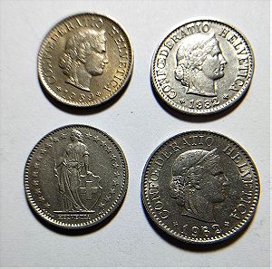 ΕΛΒΕΤΙΑ 4 Νομίσματα από το 1932 ως το 1980