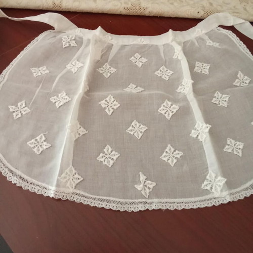 Organza apron with lace details vintage 1970, new